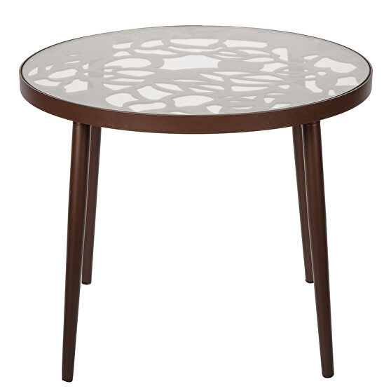 High-quality tempered glass top/ brown frame side table