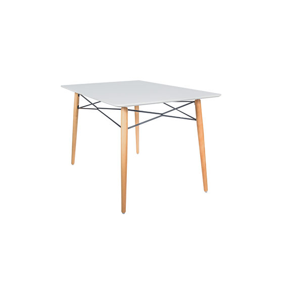 White rectangular top and chrome steel eiffel base dining table