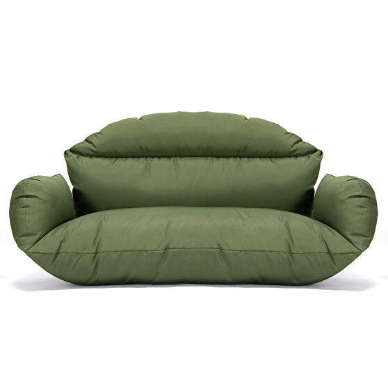 Dark green finish hanging 2 person egg swing cushion