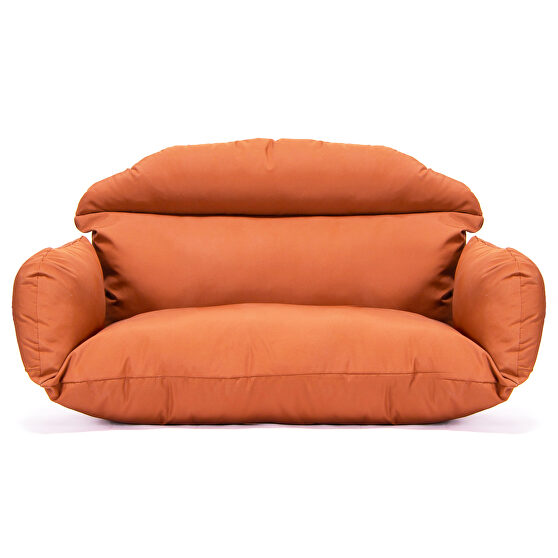 Orange finish hanging 2 person egg swing cushion