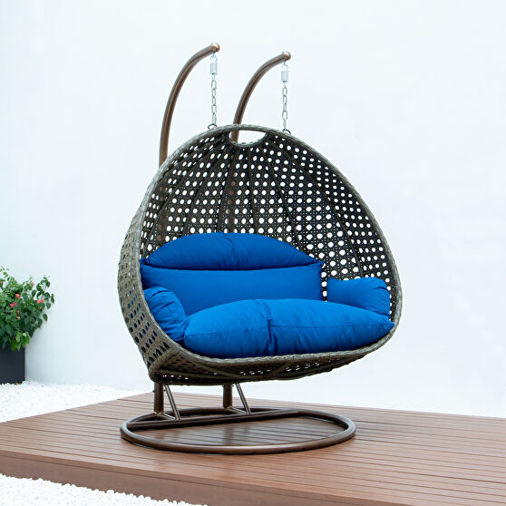 Blue wicker hanging double seater egg modern swing chair