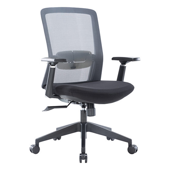 Gray modern office task chair with adjustable armrests