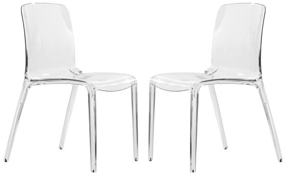 Clear strong plastic material dining chair/ set of 2