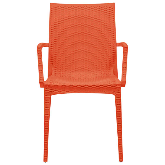 Orange polypropylene material attractive weave design dining chair/ set of 2