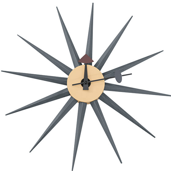Dark gray metal star silent non-ticking wall clock
