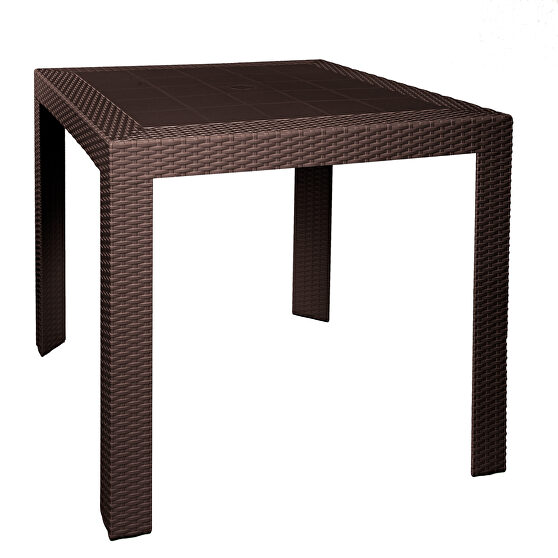 Brown finish weave design outdoor side table