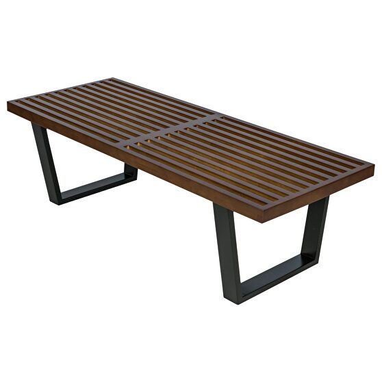Dark walnut rubber wood frame and top bench
