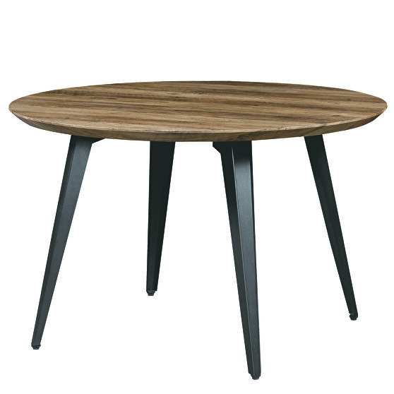 Dark brown round wooden top modern dining table