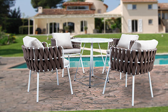 Brown finish modern 5-piece rope bistro set