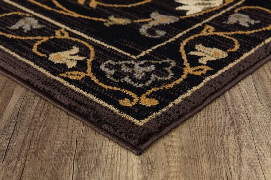 Crown 5'2 x 7'2 Traditional Floral Black area rug