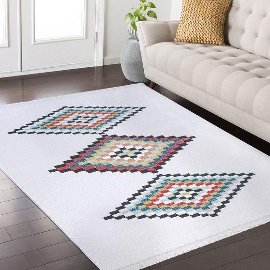 3'9 x 5'2 Modern Moroccan White area rug