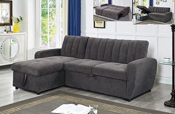 Gray contemporary sleeper / storage sectional
