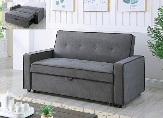 Gray black trim sofa bed / w matching chair