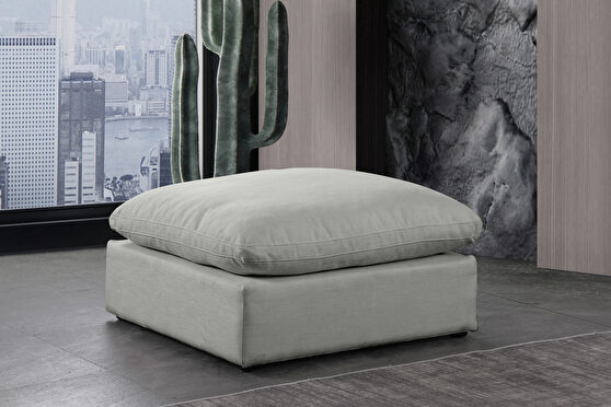 Gray linen fabric comfy modular ottoman