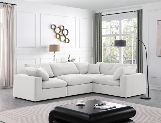 Modern 4pcs 119-inch cream velvet fabric modular sectional