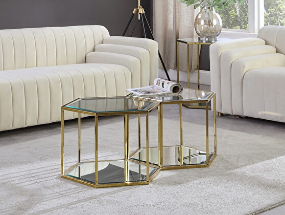 2pcs coffee table set in hexagon shape