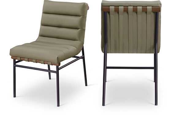 Olive vegan leather pair of dining chairs