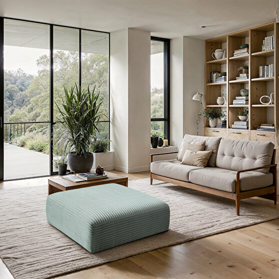 3pcs mint corduroy fabric low-profile ottoman