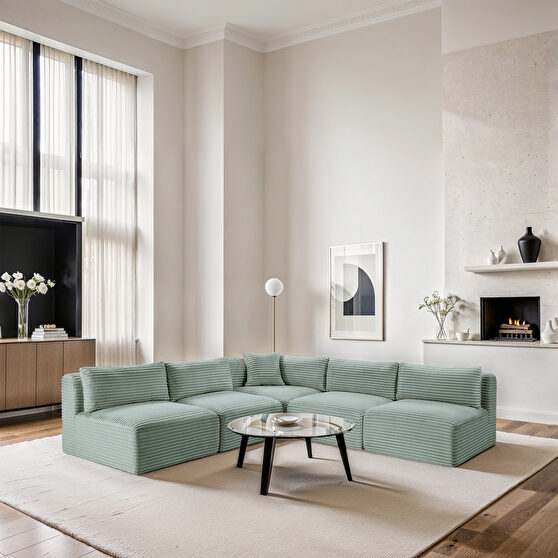 Mint 101-inch 5pcs corduroy fabric low-profile modular sectional