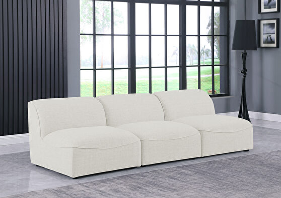 Modular style cream linen fabric 3pcs sofa