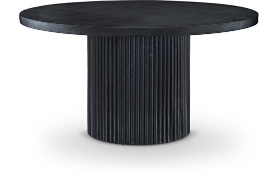 Round black 59-inch diameter wood top dining table