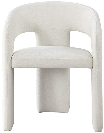Contemporary soft cream plush fabric dining chair