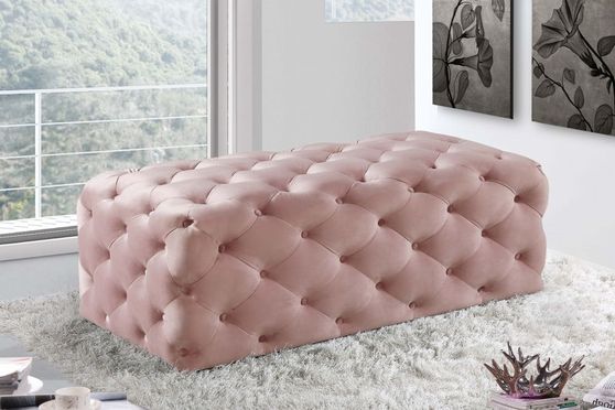 Velvet fabric tufted ottoman