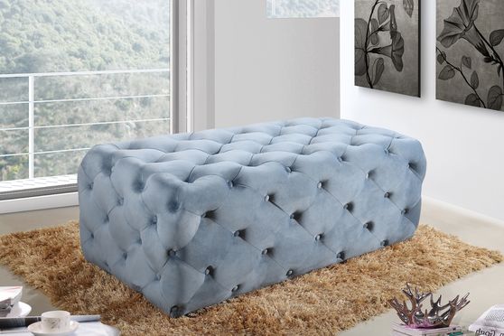 Velvet fabric tufted ottoman