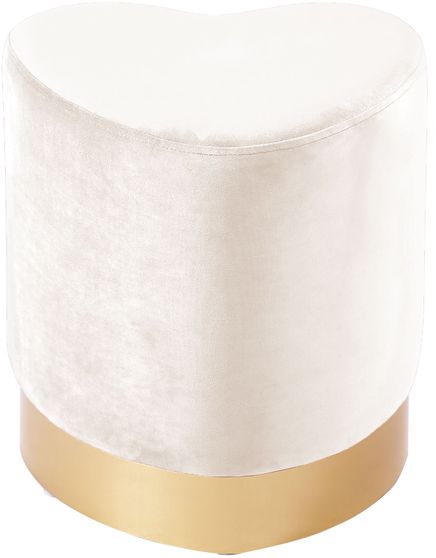 Cream velvet heart shape ottoman w/ gold base