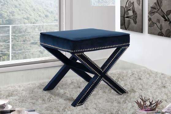 Navy velvet ottoman / bench