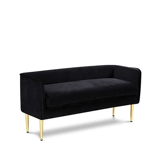 Black velvet bench / ottoman w/ gold legs