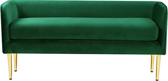 Green velvet bench / ottoman w/ gold legs