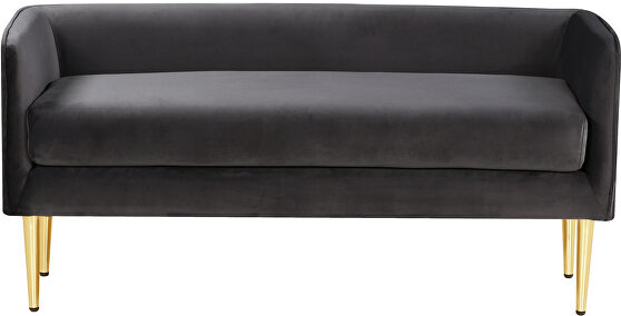 Gray velvet bench / ottoman w/ gold legs