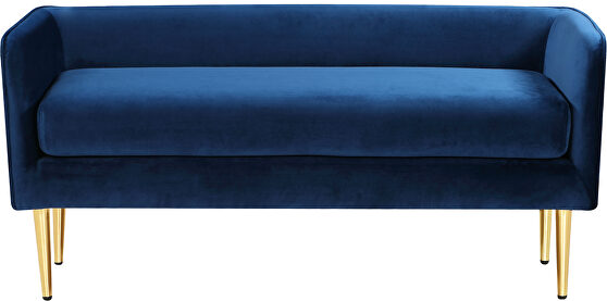 Navy velvet bench / ottoman w/ gold legs