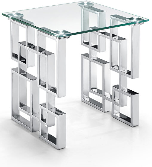 Glass top / stainless steel base end / accent table
