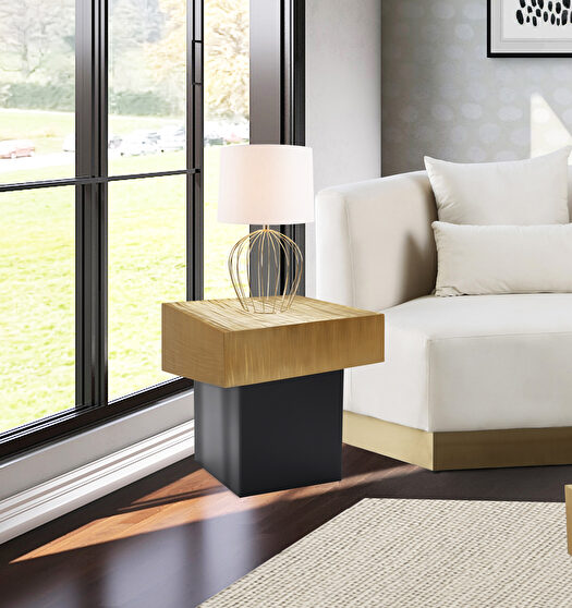 Rich gold / black metal end table in glam style