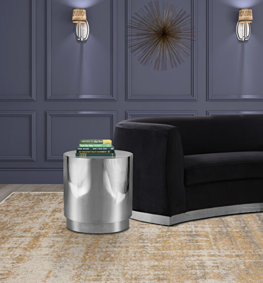 Silver chrome round contemporary end table