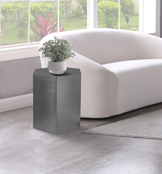 Silver hexagon shape stylish end table