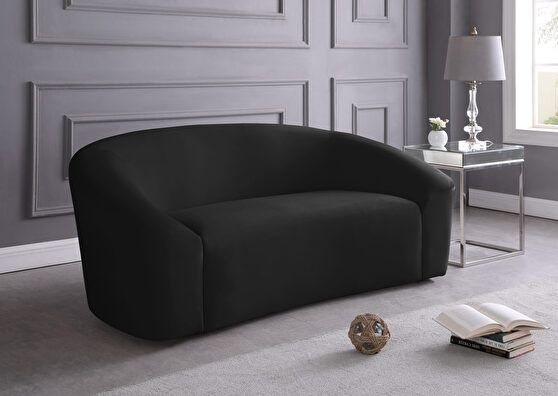 Rounded velvet design contemporary loveseat