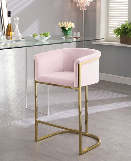Pink velvet contemporary bar stool