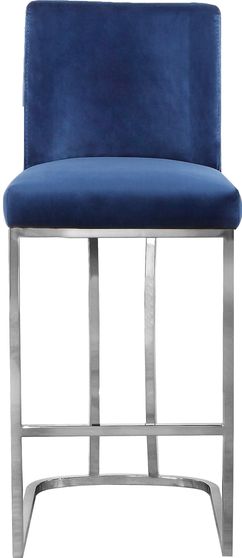 Blue velvet / chrome frame bar stool