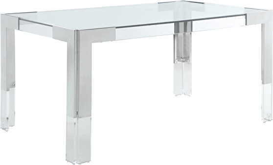 Clear glass / acrylic / silver legs dining table