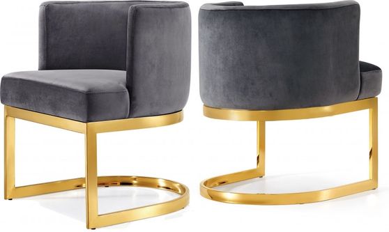 Golden base / gray velvet dining chair