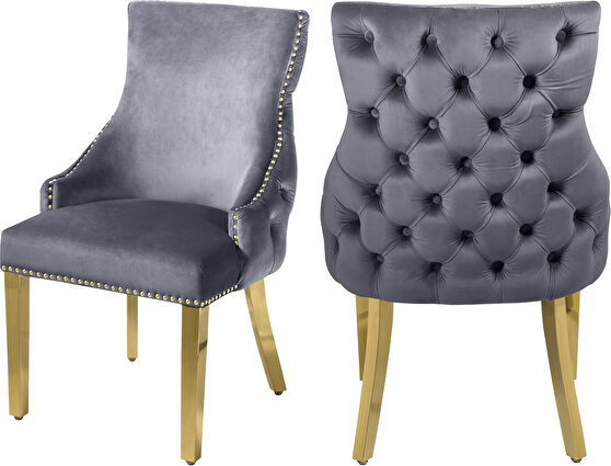 Elegant tufted velvet dining chair w/ golden legs