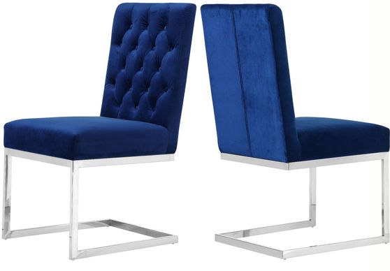 Stainless steel blue navy velvet modern dining chair