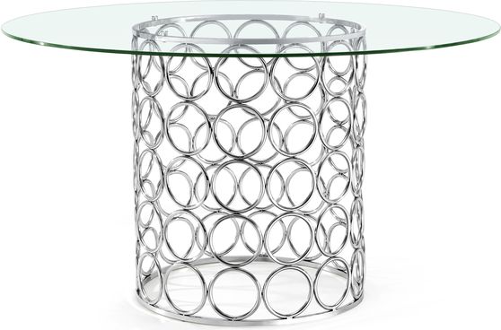 Round glass top / chrome wire base dining table