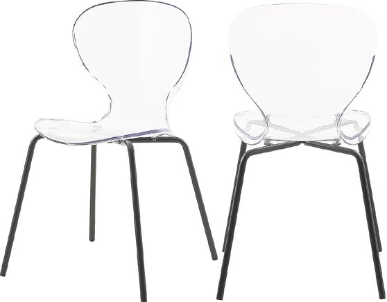 Pair of clear dining chairs in modern style