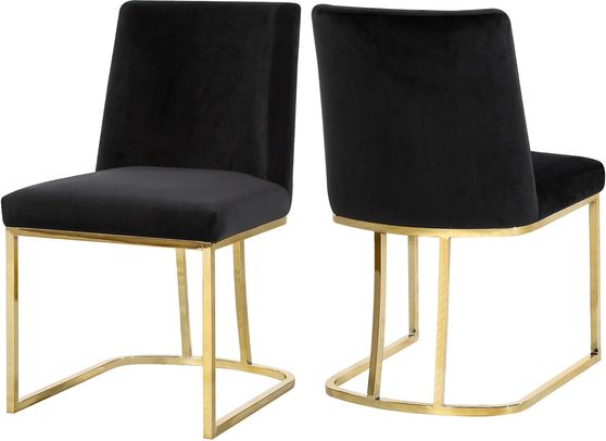Elegant contemporary gold / black velvet dining chair