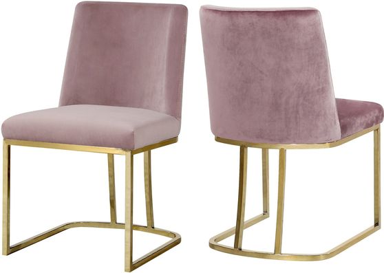 Elegant contemporary gold / pink velvet dining chair