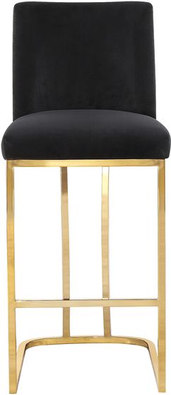Black velvet / gold base counter height stool